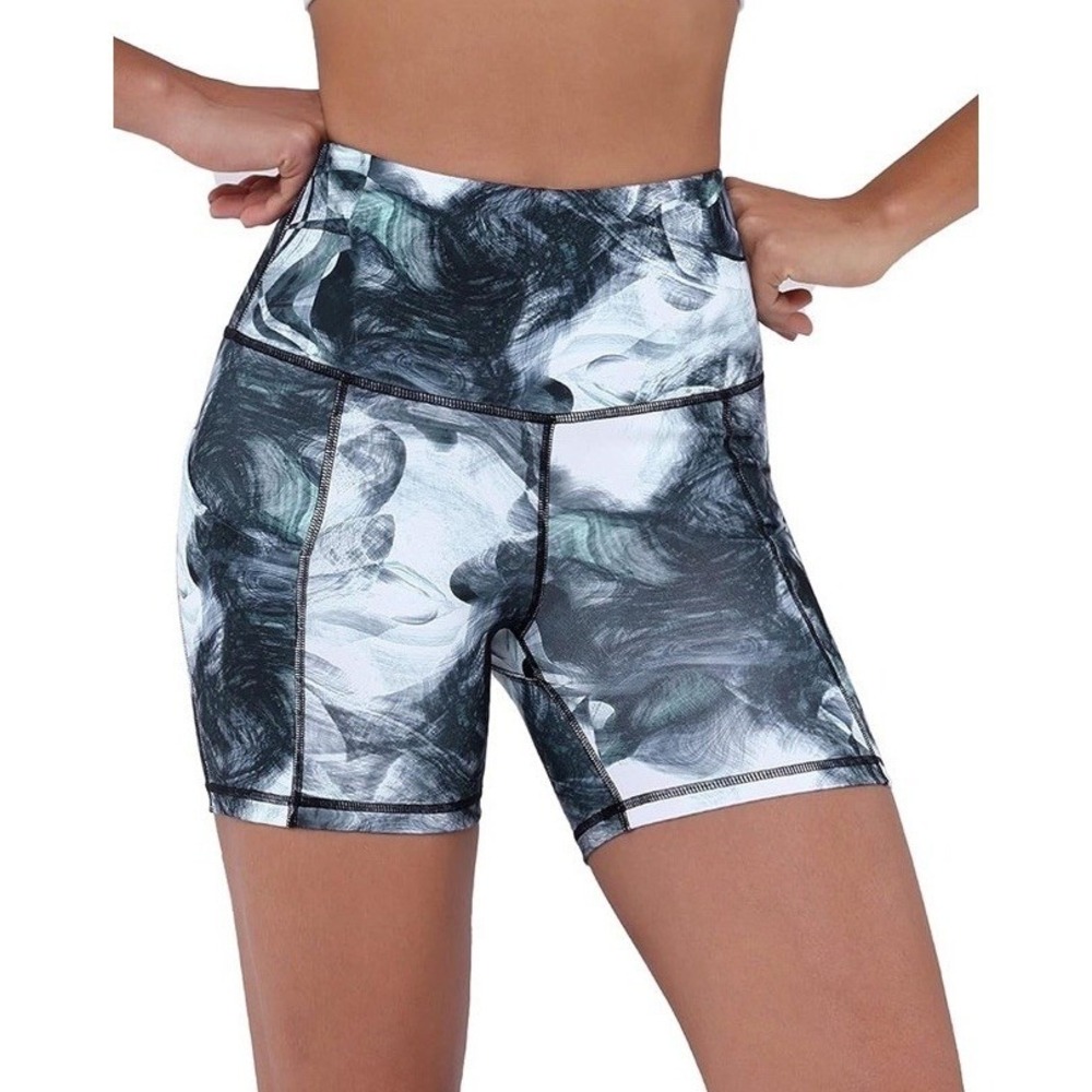 NEW ODODOS Women's Cloud Feeling Cross Waist Yoga Shorts Size XS Navy C391